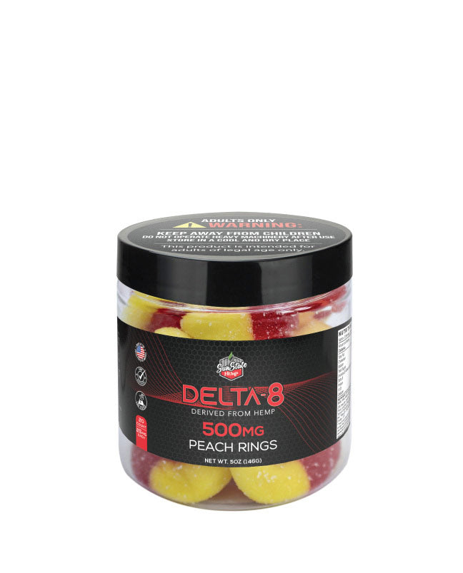 Delta 8 Legacy Gummies Peach Rings 20ct 500mg